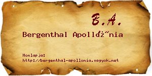 Bergenthal Apollónia névjegykártya